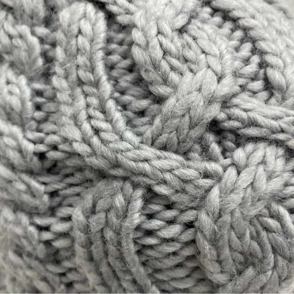 Bula grey fisherman chunky knit wool blend winter cold weather hat toque pompom - Picture 15 of 15